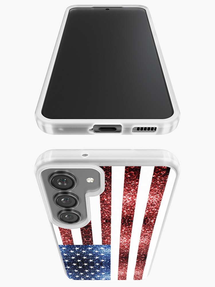Thumbnail 3 of 4, Samsung Galaxy Phone Case, USA flag red blue faux sparkles glitters designed and sold by PLdesign.