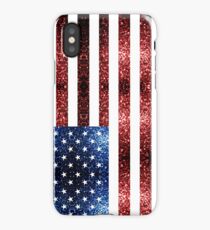 USA flag red blue sparkles glitters iPhone Case