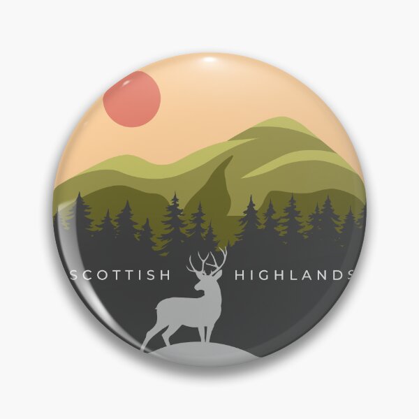 Item preview, Scottish Highlands Logo - Featuring Stag Silhouette in Forest with Munro in Backdrop designed and sold by BackpackTravel.