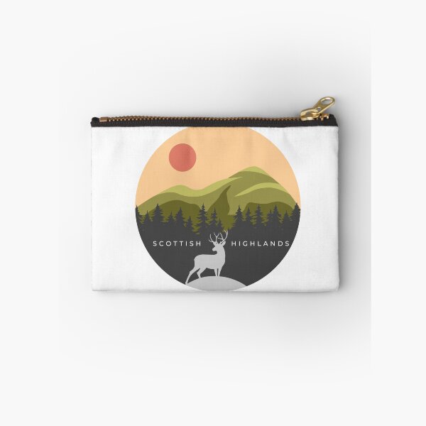 Item preview, Scottish Highlands Logo - Featuring Stag Silhouette in Forest with Munro in Backdrop designed and sold by BackpackTravel.