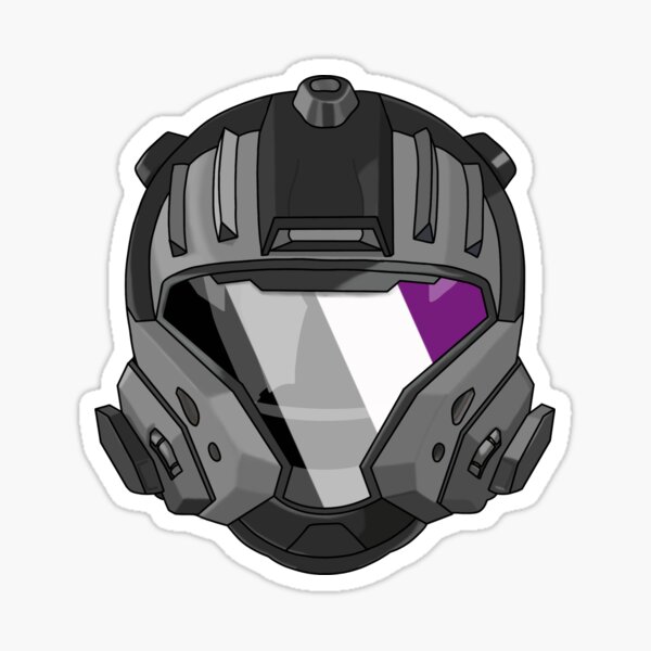 Aperçu de l'œuvre Casque Halo CQB - Variante de la visière du drapeau de la fierté asexuée créée et vendue par TwilightMarket.