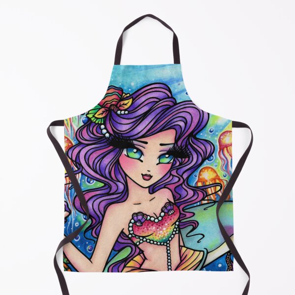 Item preview, Purple Haired Mermaid Dolphin Friend Underwater Whimsical Fantasy Art  designed and sold by hannahlynnart.