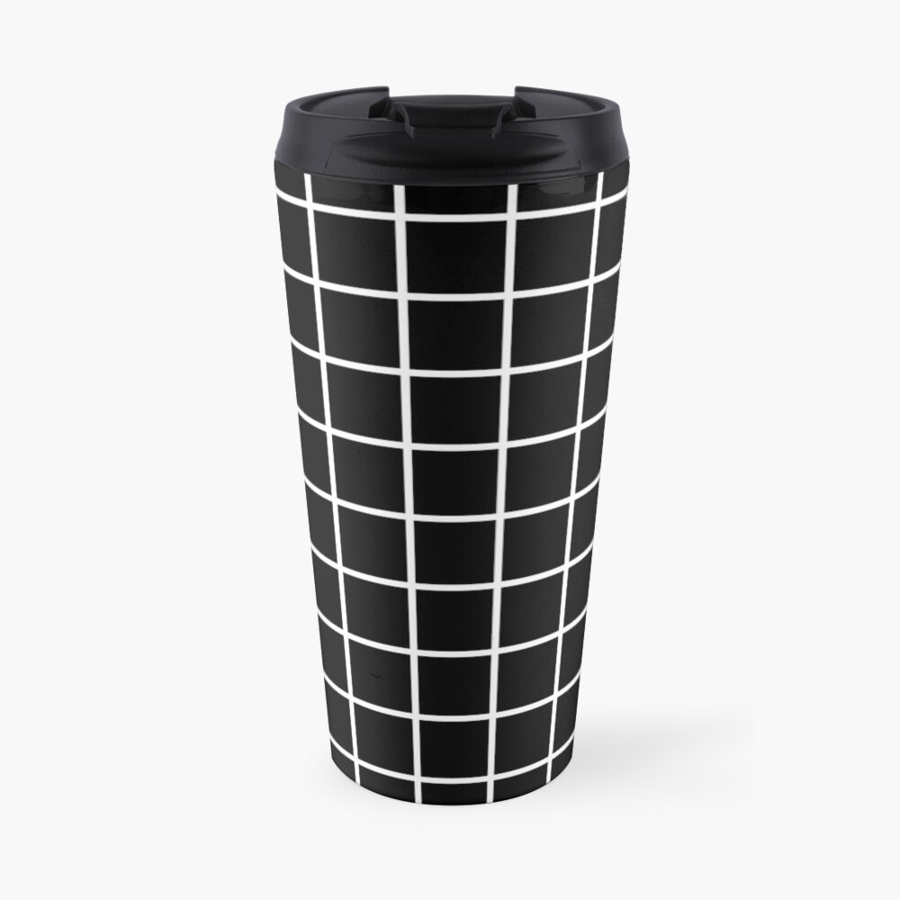 Thick Grid (white) Travel Mug