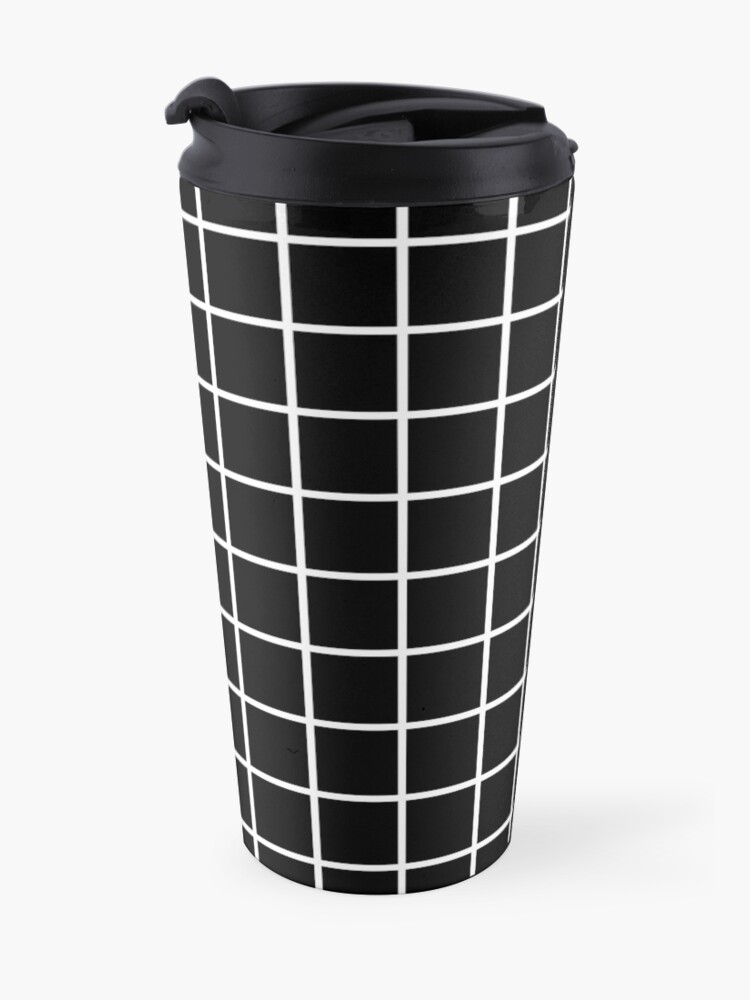 Alternate view of Thick Grid (white) Travel Mug
