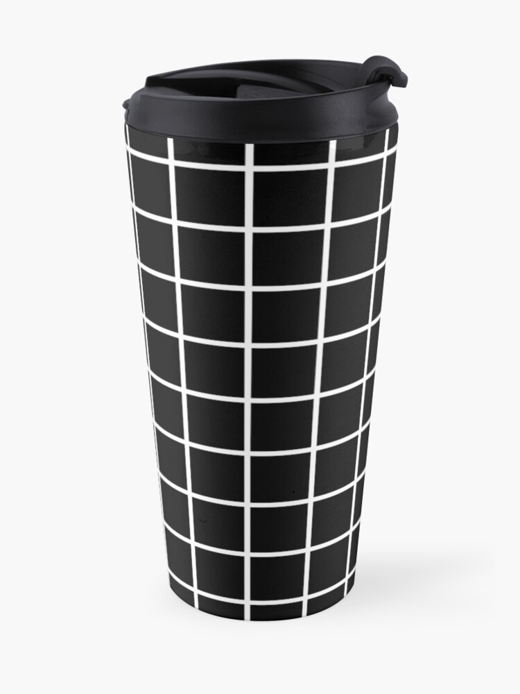 Alternate view of Thick Grid (white) Travel Mug