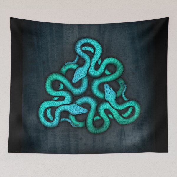 Item preview, Interlocking Blue Green Snakes, Horror Gothic Pattern Design designed and sold by ShaireProd.