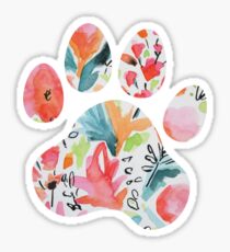 Bright Floral Paw Print Sticker