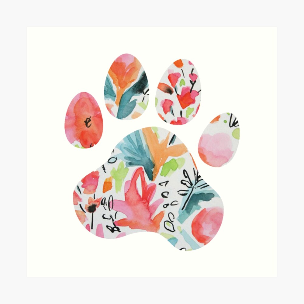 "Bright Floral Paw Print" Art Print by annmariestowe Redbubble