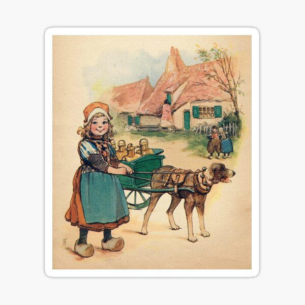 Dutch Girl with Milk Wagon Sticker