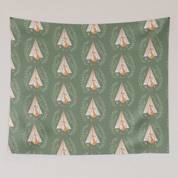 Item preview, Fox with tipi in the forest designed and sold by MartasPlanet.