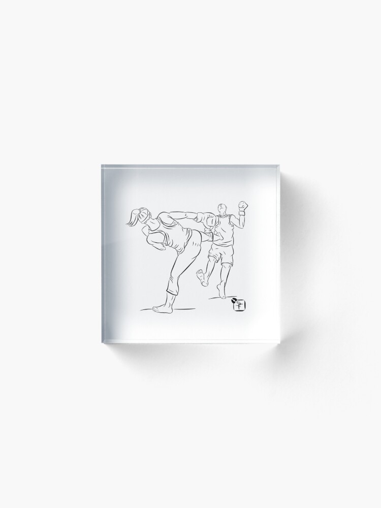 Alternate view of Kick Boxing Queen - Sticker Version Acrylic Block