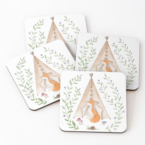 Item preview, Fox with tipi in the forest designed and sold by MartasPlanet.
