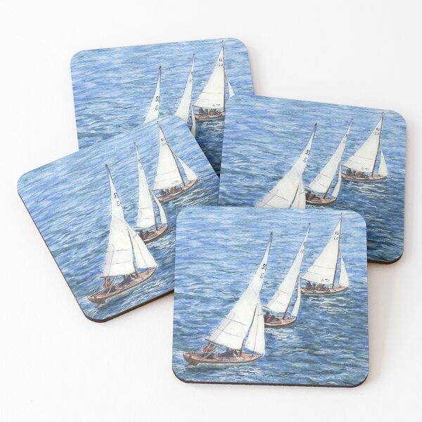 Item preview, Three Seabird half rater sail boats heading out in a race at Trearddur Bay designed and sold by LymphomaLass.