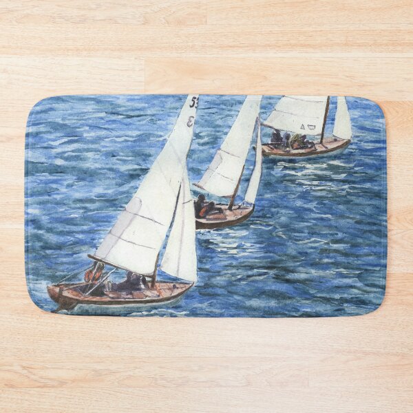 Item preview, Three Seabird half rater sail boats heading out in a race at Trearddur Bay designed and sold by LymphomaLass.