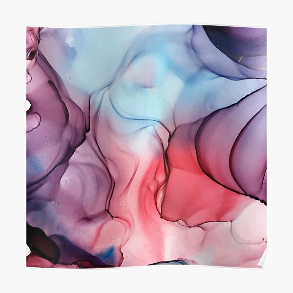 Flame Fired Alcohol Ink Painting Poster