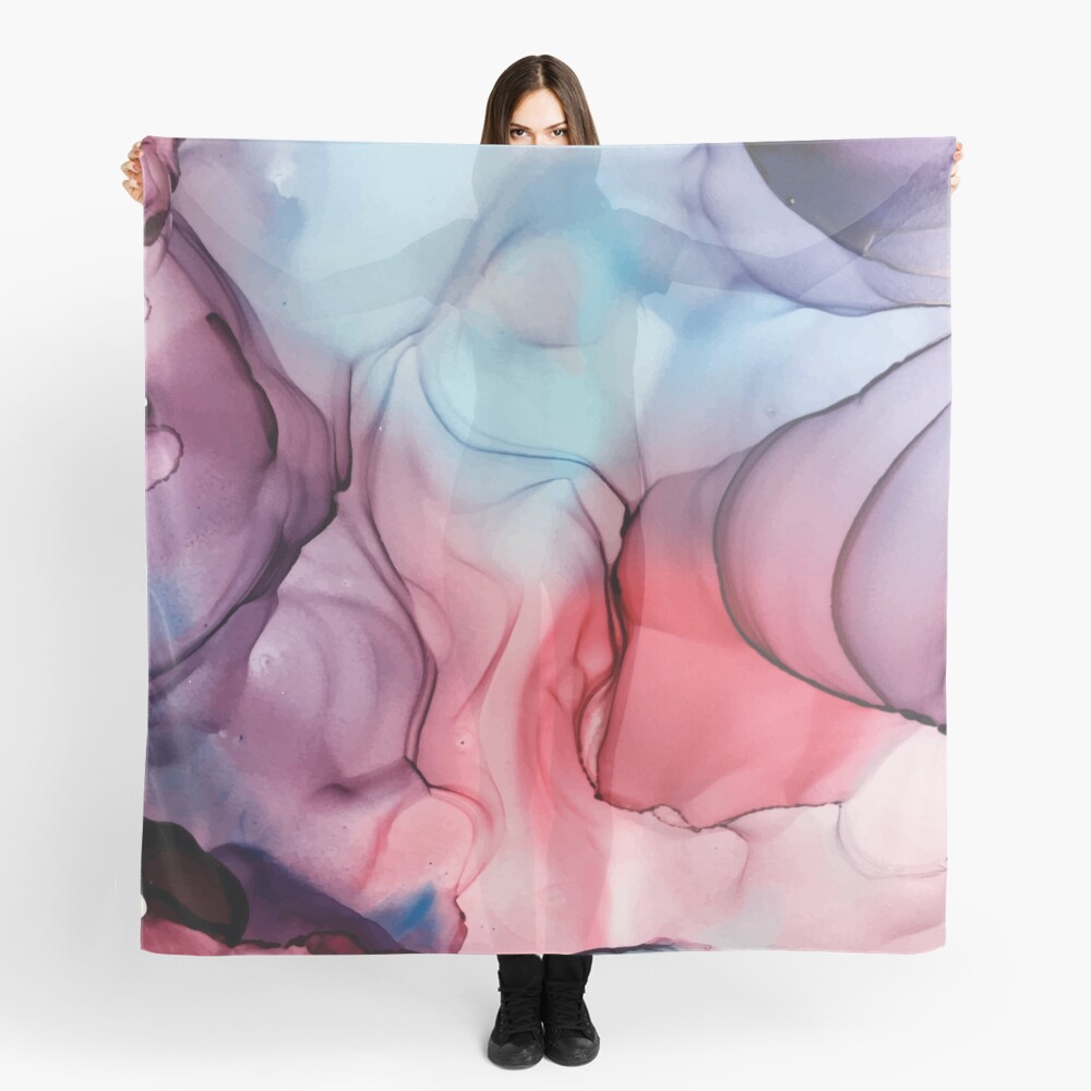 Flame Fired Alcohol Ink Painting Scarf