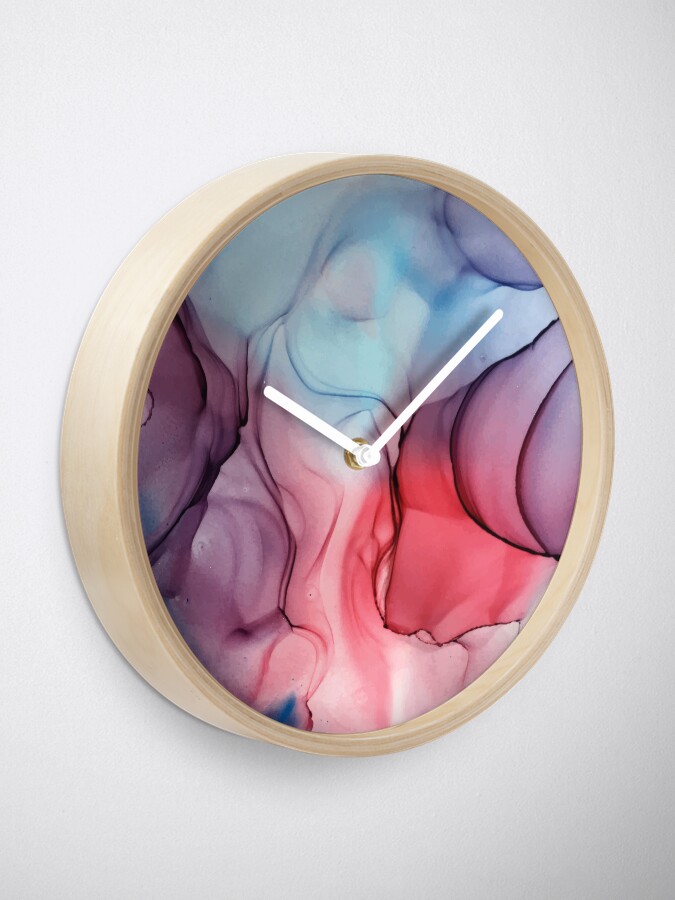 Alternate view of Flame Fired Alcohol Ink Painting Clock