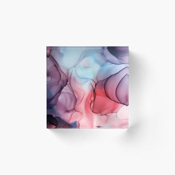 Flame Fired Alcohol Ink Painting Acrylic Block