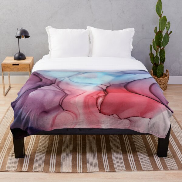 Flame Fired Alcohol Ink Painting Throw Blanket