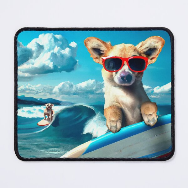 Item preview, Computer Generated Dog on Surfboard Wearing Sunglasses designed and sold by sweetbelle.