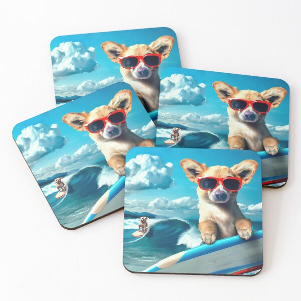 Item preview, Computer Generated Dog on Surfboard Wearing Sunglasses designed and sold by sweetbelle.