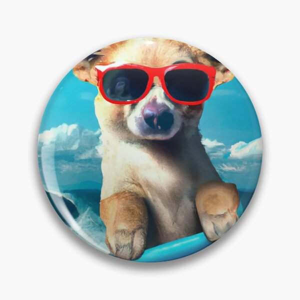 Artikelvorschau, Computergenerierter Hund auf Surfbrett mit Sonnenbrille entworfen und verkauft von sweetbelle.