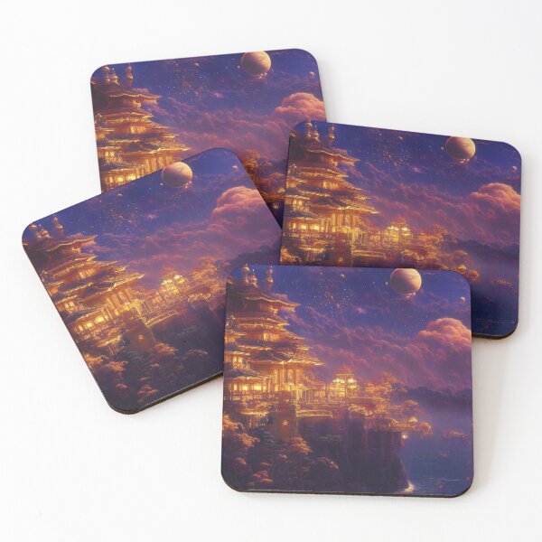 Item preview, Asian-style golden palace on a steep sea coast | Poster & Puzzle Design designed and sold by Artobot.