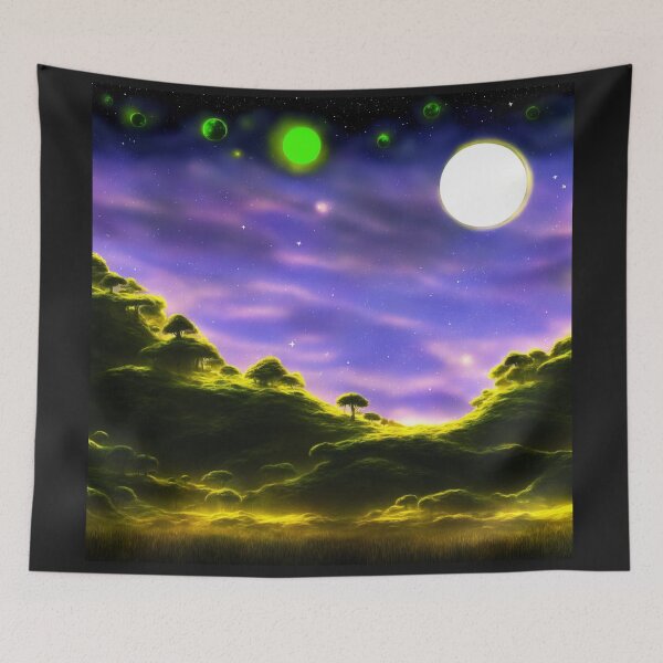 Item preview, Alien planet hills landscape with multiple moons II designed and sold by BrachiaST.