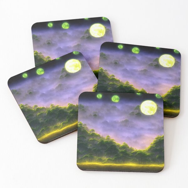 Item preview, Lush alien jungle landscape with five moons designed and sold by BrachiaST.