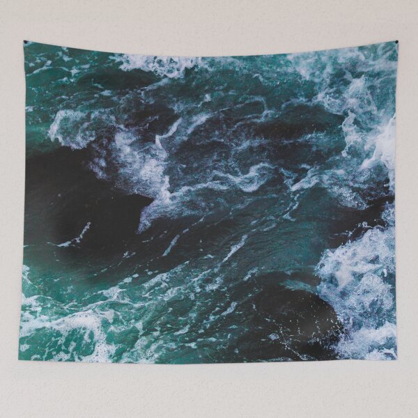 Item preview, White Foam, dark blue ocean waves designed and sold by Durgaa D.
