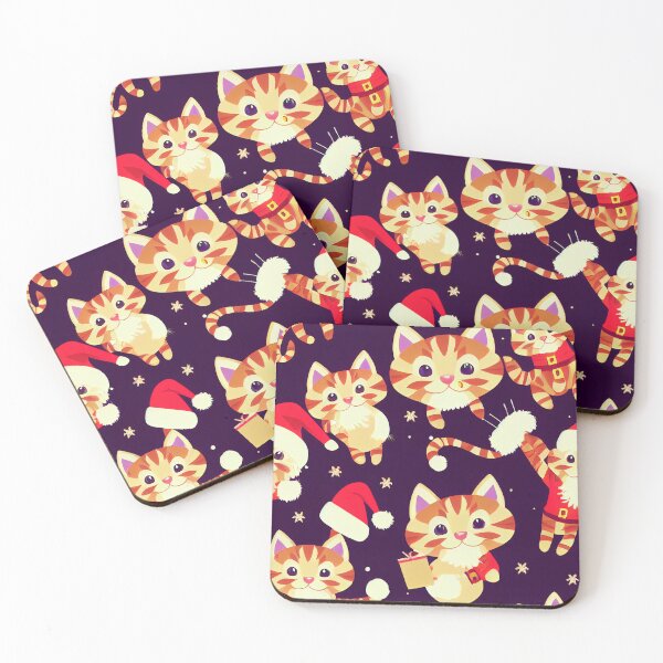 Item preview, Santa Cat Kitten Pattern designed and sold by VintageFlorals.