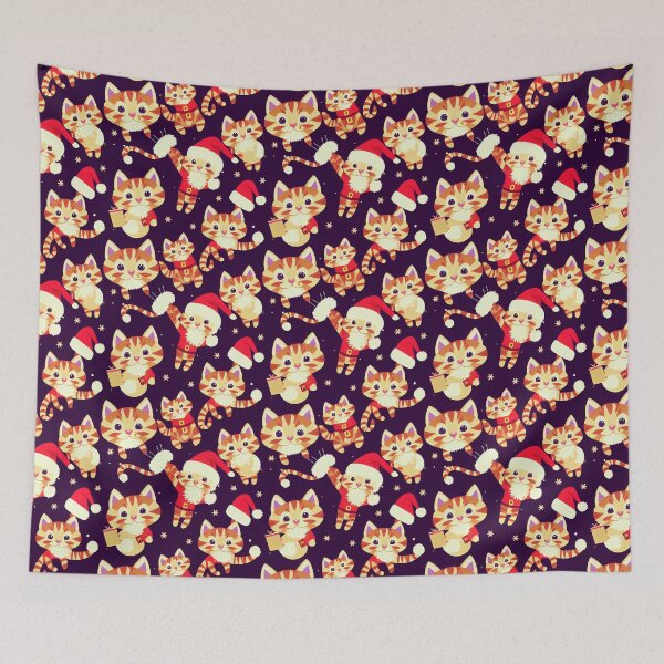Item preview, Santa Cat Kitten Pattern designed and sold by VintageFlorals.