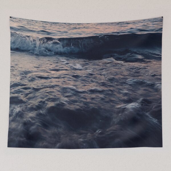 Item preview, Dark Grey - blue ocean waves designed and sold by Durgaa D.