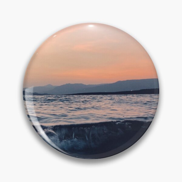 Item preview, Dark Grey - blue ocean waves with sunset in the background  designed and sold by Durgaa D.
