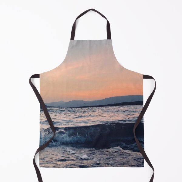 Item preview, Dark Grey - blue ocean waves with sunset in the background  designed and sold by Durgaa D.