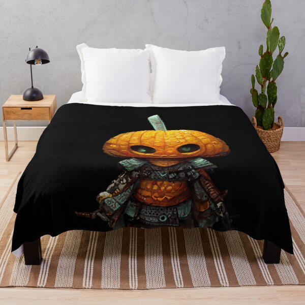 Item preview, Pumpkin Warrior scary face Holding a weapon- Pumpkin Ghost Halloween-Halloween Pumpkin designed and sold by hassendz.
