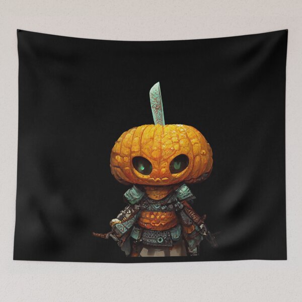 Item preview,  Pumpkin Warrior scary face Holding a weapon- Pumpkin Ghost Halloween-Halloween Pumpkin designed and sold by hassendz.