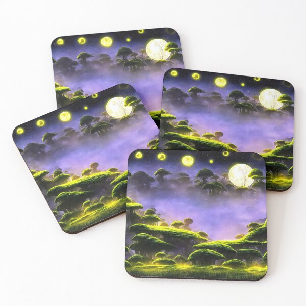Item preview, Lush alien jungle floating in the middle of space with multiple moons designed and sold by BrachiaST.