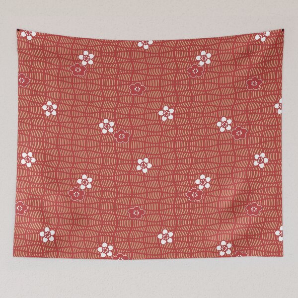 Item preview, Japanese Floral Pattern Red Gold designed and sold by karwilberevivalcollection.
