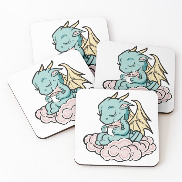 Item preview, Baby Dragon With a Cup of Coffee sitting on a Cloud designed and sold by FlippinTurtles.