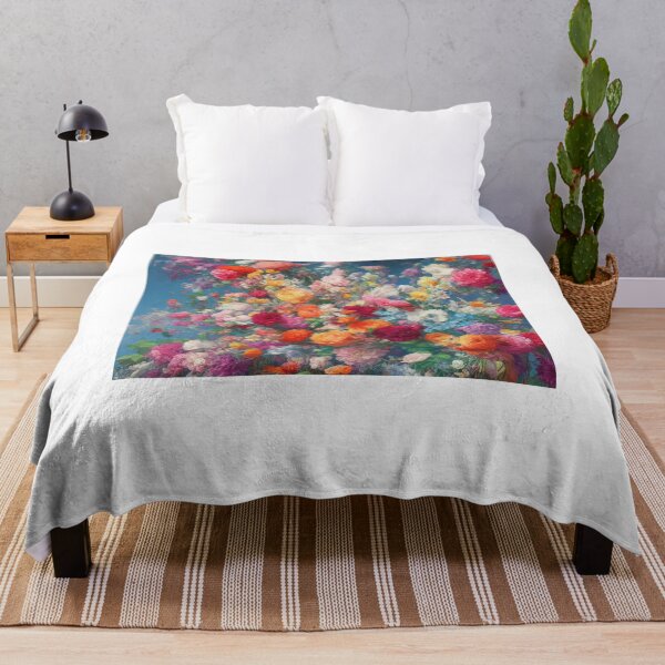 Item preview, Blossoming flower meadow against a clear afternoon sky, art work, Lushly colored, beautifully detailed designed and sold by Bookwyrm-Bazaar.