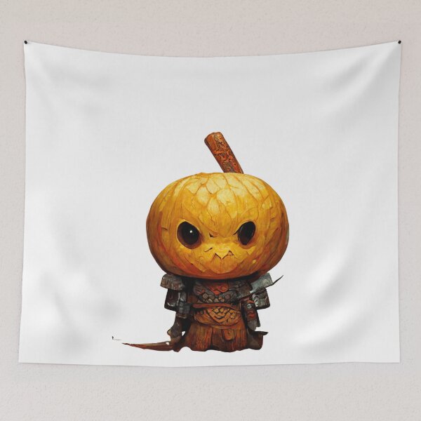 Item preview, Pumpkin warrior holding a sword- Pumpkin Ghost Halloween-Halloween Pumpkin designed and sold by hassendz.