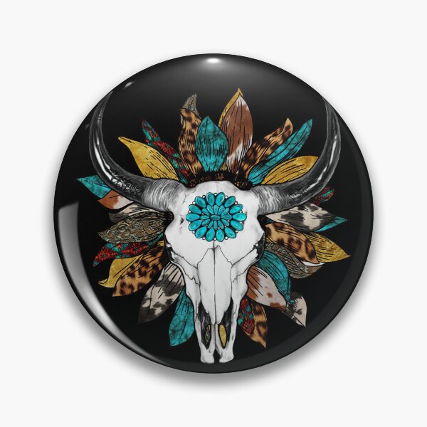 Item preview, Western Cow Skull With Turquoise Gem  designed and sold by handsoftime2020.