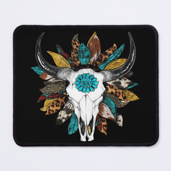 Item preview, Western Cow Skull With Turquoise Gem  designed and sold by handsoftime2020.