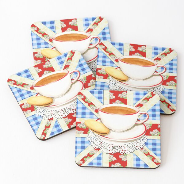 Aperçu de l'œuvre  grande tasse de thé rafraîchissante avec un biscuit à tremper sur une version collée de l'Union Jack - proclamez votre amour du thé avec cette conception amusante de l'artiste Patricia Shea. Tous les aspects du design ont été à l'origine peints à la main créée et vendue par PatriciaSheaDesigns.