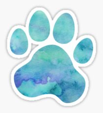 Dark Teal Watercolor Paw Print Sticker