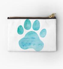 Turquoise Watercolor Paw Print Studio Pouch
