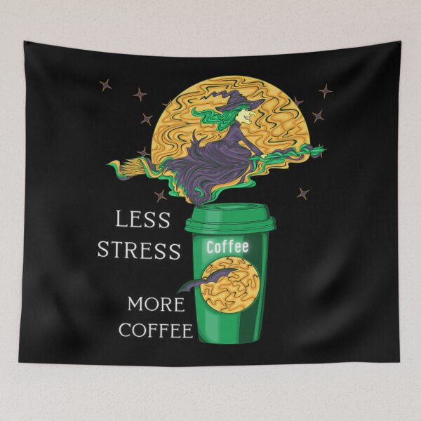 Item preview, Less Stress More Coffee - Halloween Witch  designed and sold by RobertoGomis.