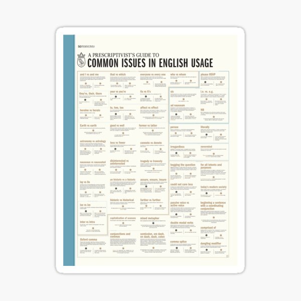 50-helpful-rules-to-common-issues-in-english-usage-sticker-for-sale