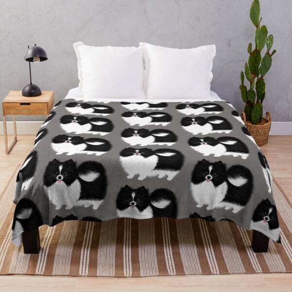Item preview, Black and White Parti Pomeranian | Cute Black and White Fluffy Dog designed and sold by Jenn Inashvili.